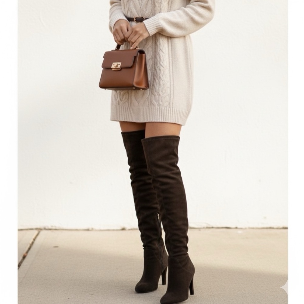 Giuseppe Zanotti Leather Suede Thigh High Stilleto Brown Boots in EU 36 US 6
